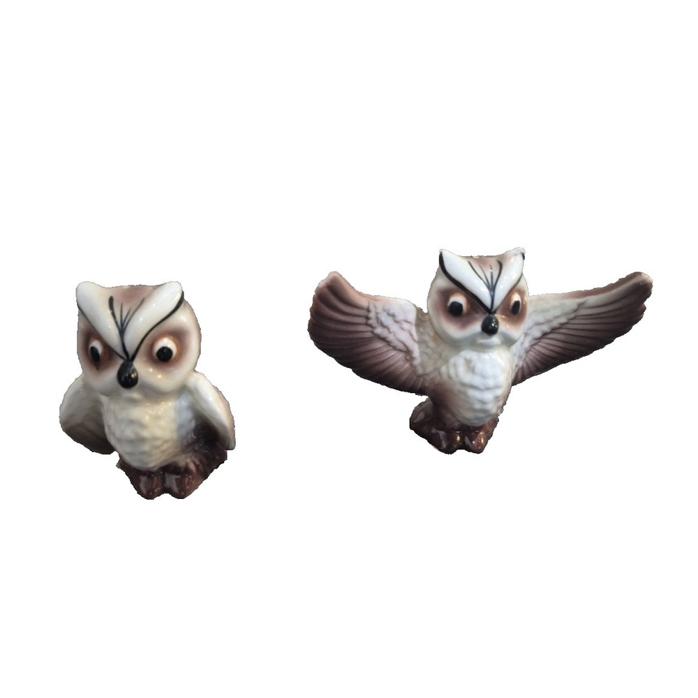 Vintage Ceramic Owl Salt & Pepper Shakers Made in‎ Japan 3 inch